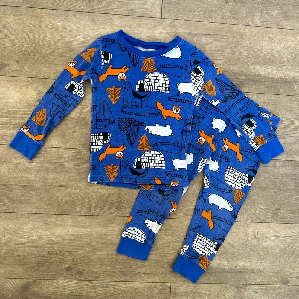 Carter’s 3T Toddler Boy Soft Pajamas Set Animal Print Igloo Fall Winter